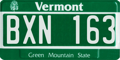 VT license plate BXN163