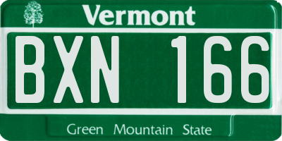 VT license plate BXN166