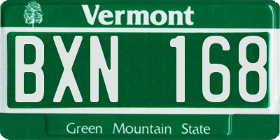 VT license plate BXN168