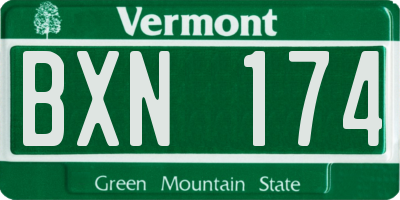 VT license plate BXN174
