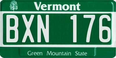 VT license plate BXN176