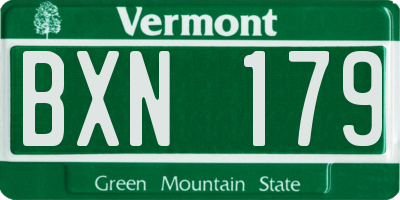 VT license plate BXN179