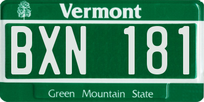 VT license plate BXN181