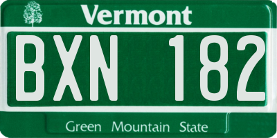VT license plate BXN182