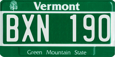 VT license plate BXN190
