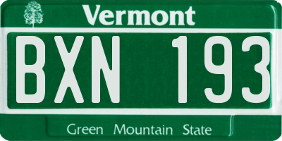 VT license plate BXN193