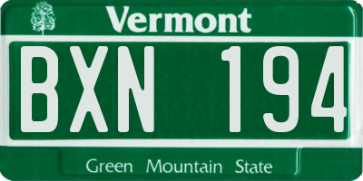 VT license plate BXN194