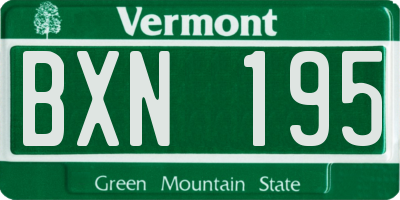 VT license plate BXN195