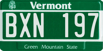 VT license plate BXN197