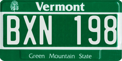 VT license plate BXN198