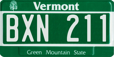 VT license plate BXN211