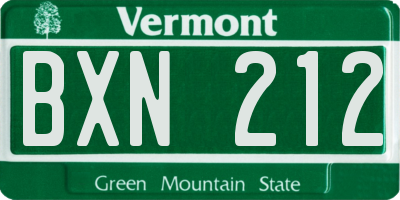 VT license plate BXN212