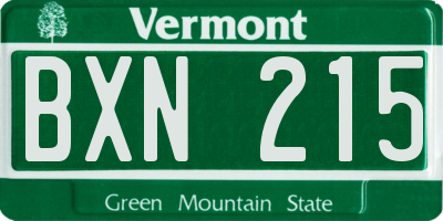 VT license plate BXN215