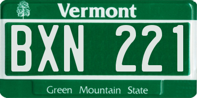 VT license plate BXN221