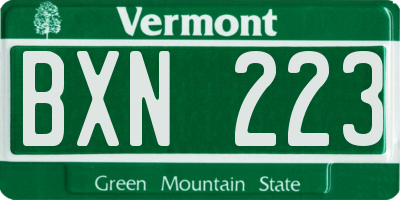 VT license plate BXN223