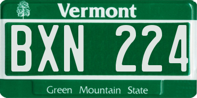 VT license plate BXN224