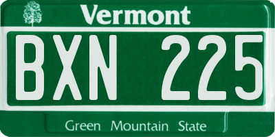 VT license plate BXN225