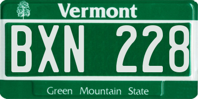 VT license plate BXN228