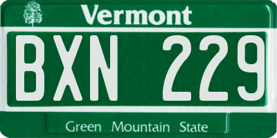 VT license plate BXN229