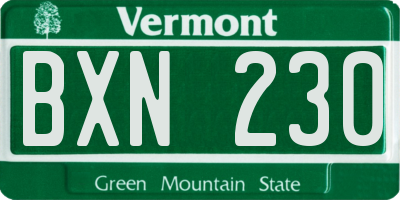 VT license plate BXN230
