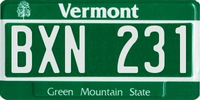 VT license plate BXN231