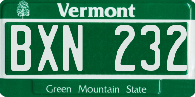 VT license plate BXN232