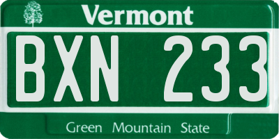 VT license plate BXN233
