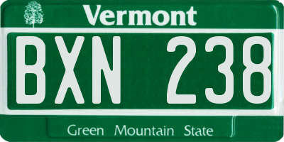 VT license plate BXN238