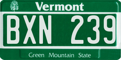 VT license plate BXN239