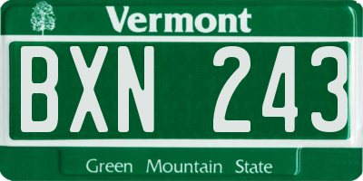 VT license plate BXN243