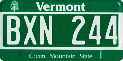 VT license plate BXN244