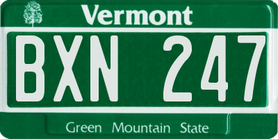 VT license plate BXN247