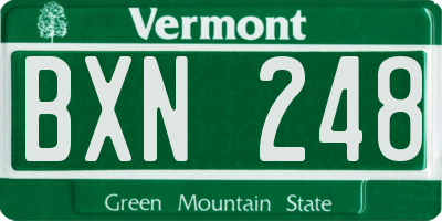 VT license plate BXN248