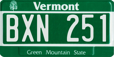 VT license plate BXN251