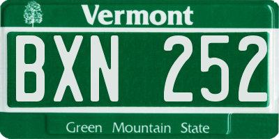 VT license plate BXN252