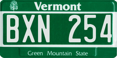 VT license plate BXN254