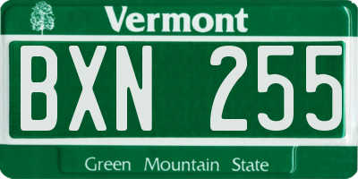 VT license plate BXN255