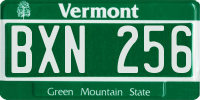 VT license plate BXN256