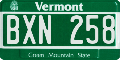 VT license plate BXN258