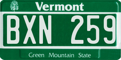 VT license plate BXN259