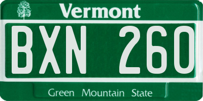 VT license plate BXN260