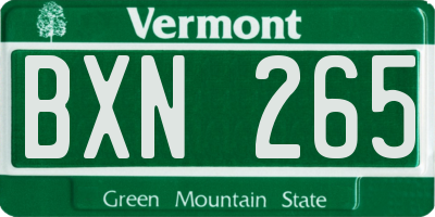VT license plate BXN265