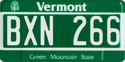 VT license plate BXN266
