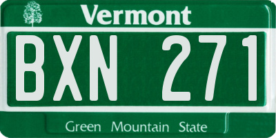 VT license plate BXN271