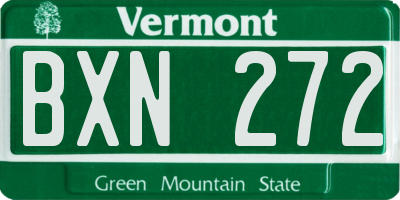 VT license plate BXN272