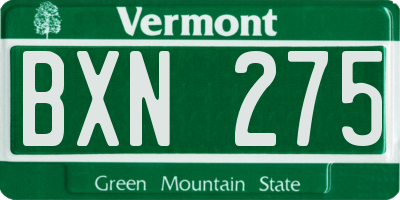VT license plate BXN275