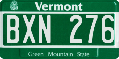 VT license plate BXN276