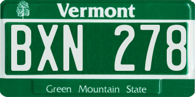 VT license plate BXN278