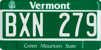 VT license plate BXN279