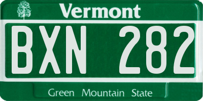 VT license plate BXN282